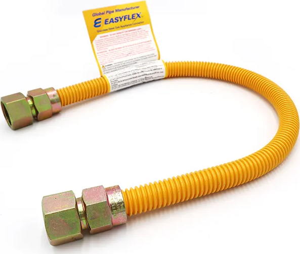 Easyflex® EFGC-034-YE-1415-24 EFGC Series 3/4 in Gas Connector - 24 in L, Yellow Polymer-Coated