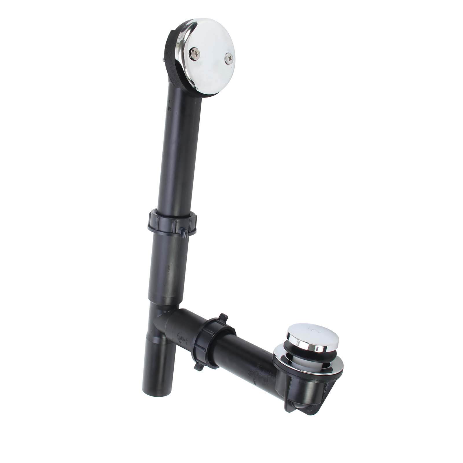 Wolverine Brass® 52905W Polypropylene Toe Touch Bath Waste Black/Chrome Plated