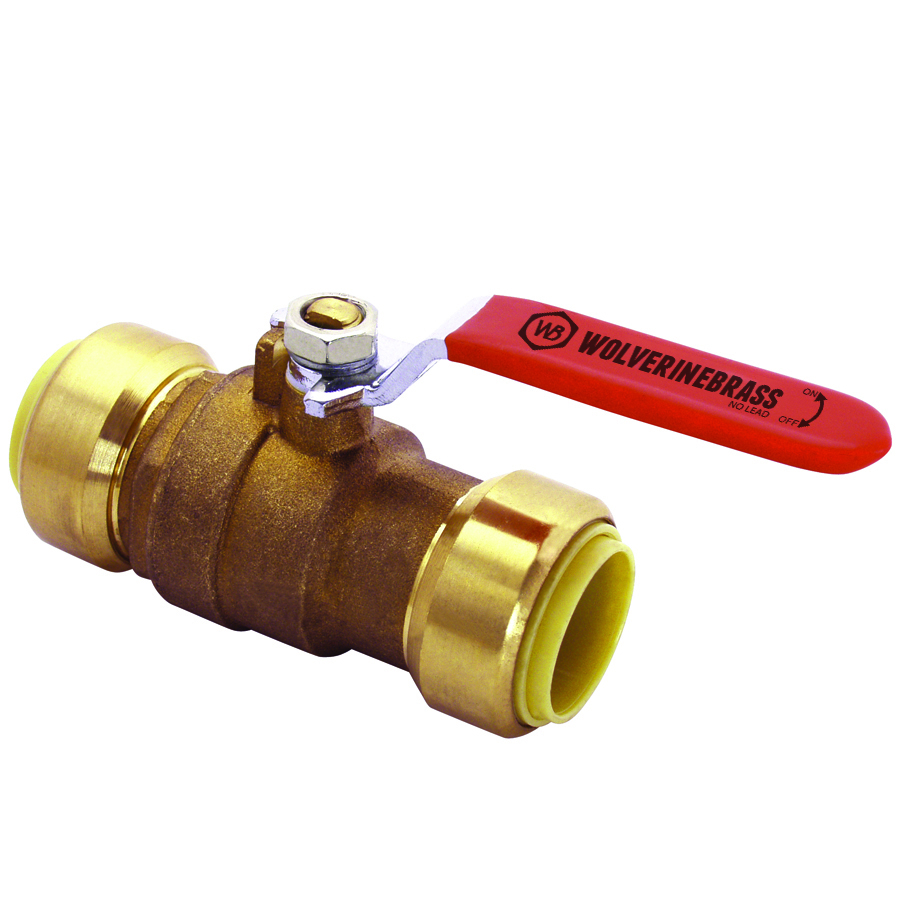 Wolverine Brass® 54067NLW Wolv-Bite 1/2" Push-fit Brass Full Port Ball Valve