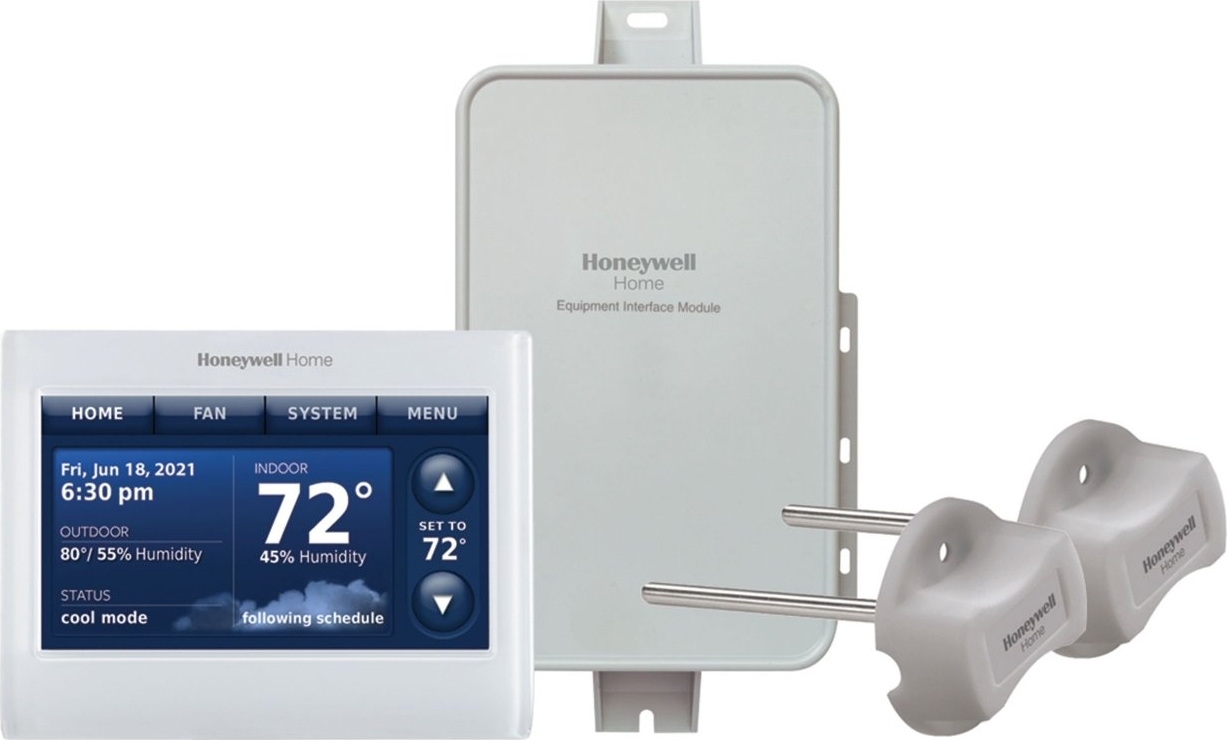 Honeywell YTHX9421R5085WW/U Prestige IAQ Kit w/ Programmable Thermostat - 4H/2C / 3H/2C, Touchscreen / Color LCD, Battery, White