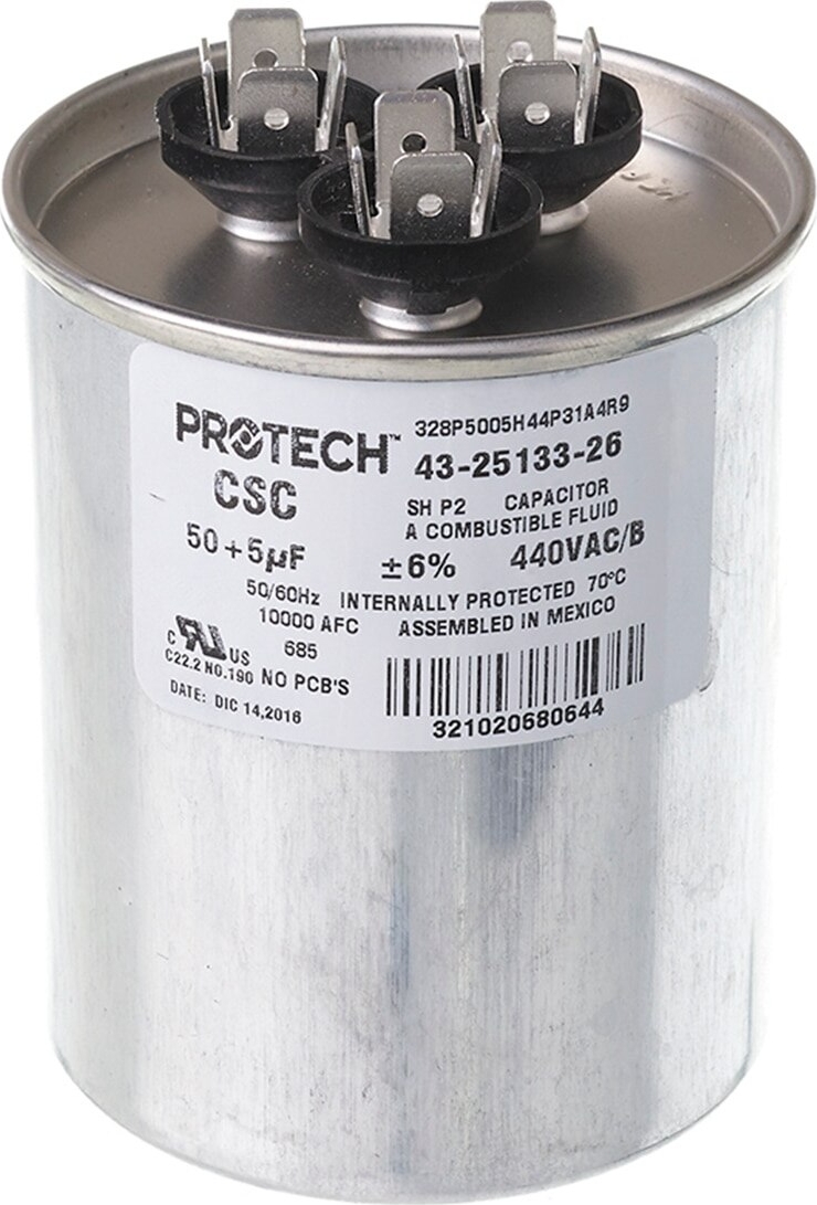 Rheem® 43-25133-26 50+5 MFD 440V Round Capacitor
