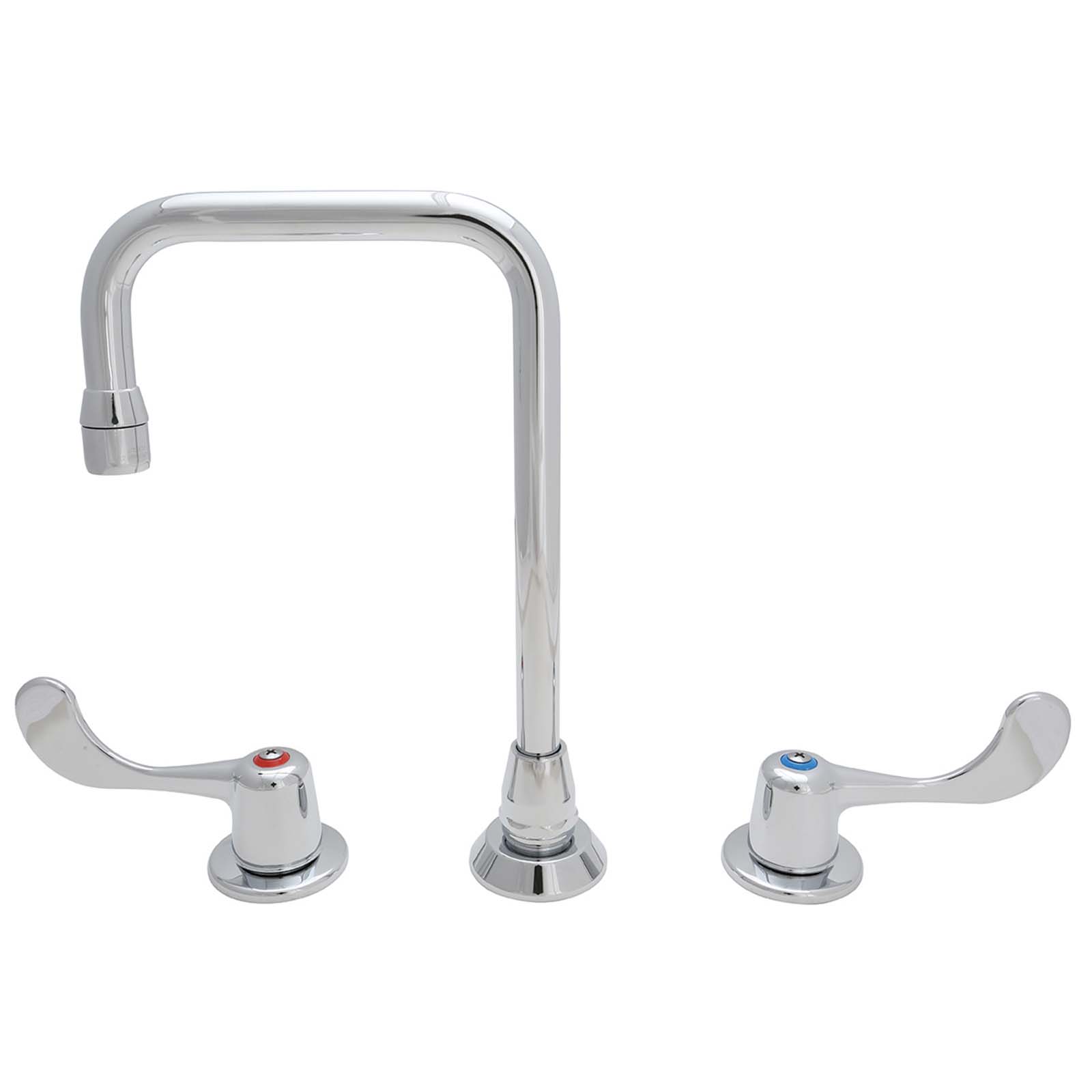 Wolverine Brass® 9002186A Widespread Double Service Faucet with 4" Wrist Blade Handle, Three-Hole, Triple Chrome