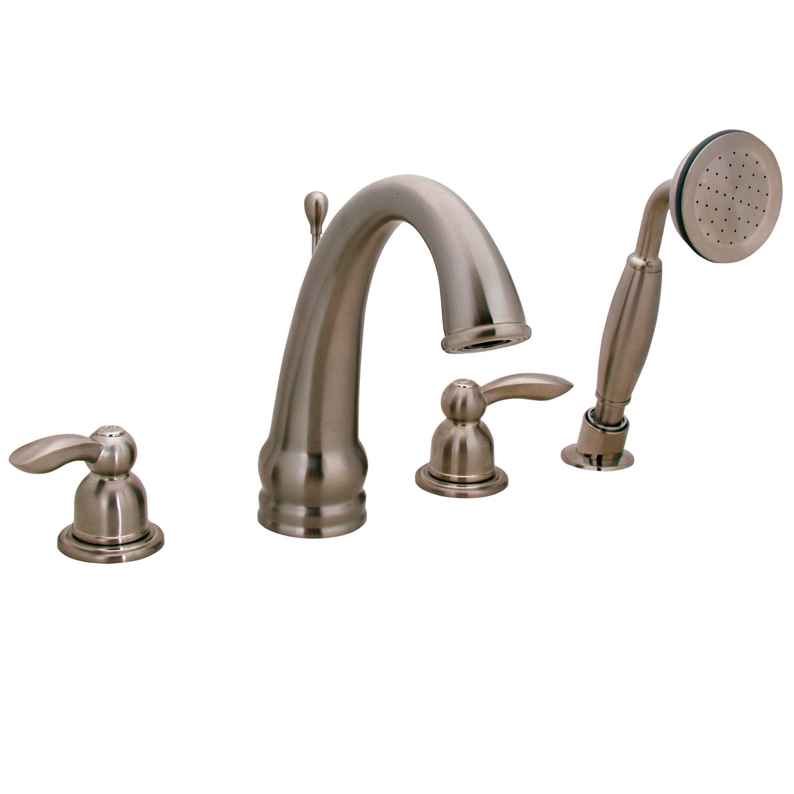 Wolverine Brass® ESR1430 Essence Solid Lever Roman Tub Filler with Side Spray, 4 Hole, 2-Handle, Brushed Nickel