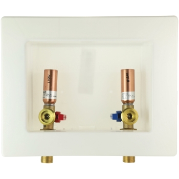 LSP™ Plastic Switch Hitter® OB-207 Outlet Box With Water Hammer Arrester, Plastic, White, 1/2 in Inlet Connection, Yes