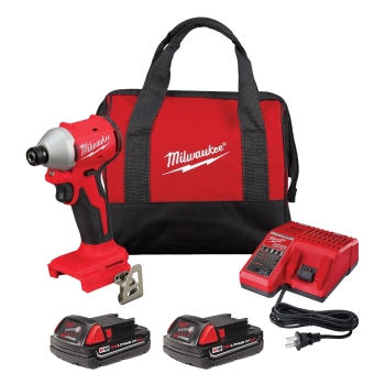 Milwaukee® M18™ 3650-22CT Compact Hex Impact Driver Kit, 1700 in-lb Torque, Battery Power Source, Brushless Motor