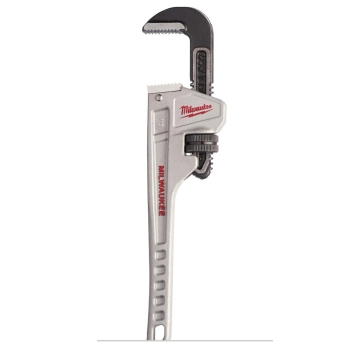 Milwaukee® 48-22-7210 Pipe Wrench, 1-1/2 in Jaw, Aluminum Body, 10 in Length, Red/Silver, Ergonomic Handle, Black Oxide