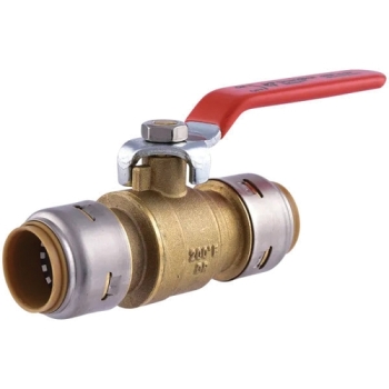 SharkBite™ UR22185 Ball Valve, 3/4 in, 3/4 in, Push-Fit, 3/4 in, Push-Fit, Brass Body, 200 psi Max Working Pressure