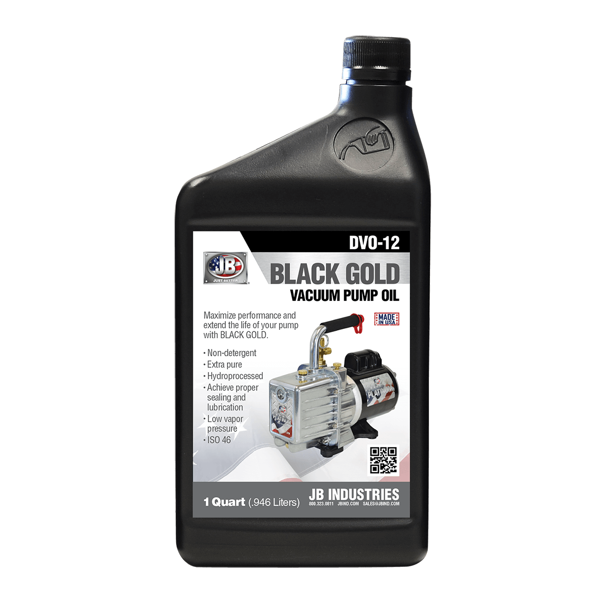 JB Industries DVO-12 BLACK GOLD Vacuum Pump Oil - 1 qt, 12 / Pk