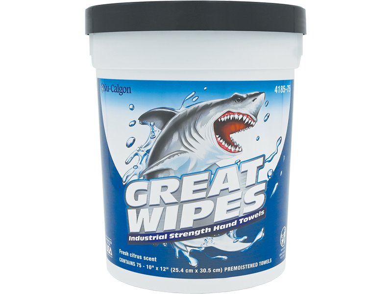 Nu-Calgon 4185-75 Great Wipes Cleaning Wipes - Citrus Scent, 75 / Pk