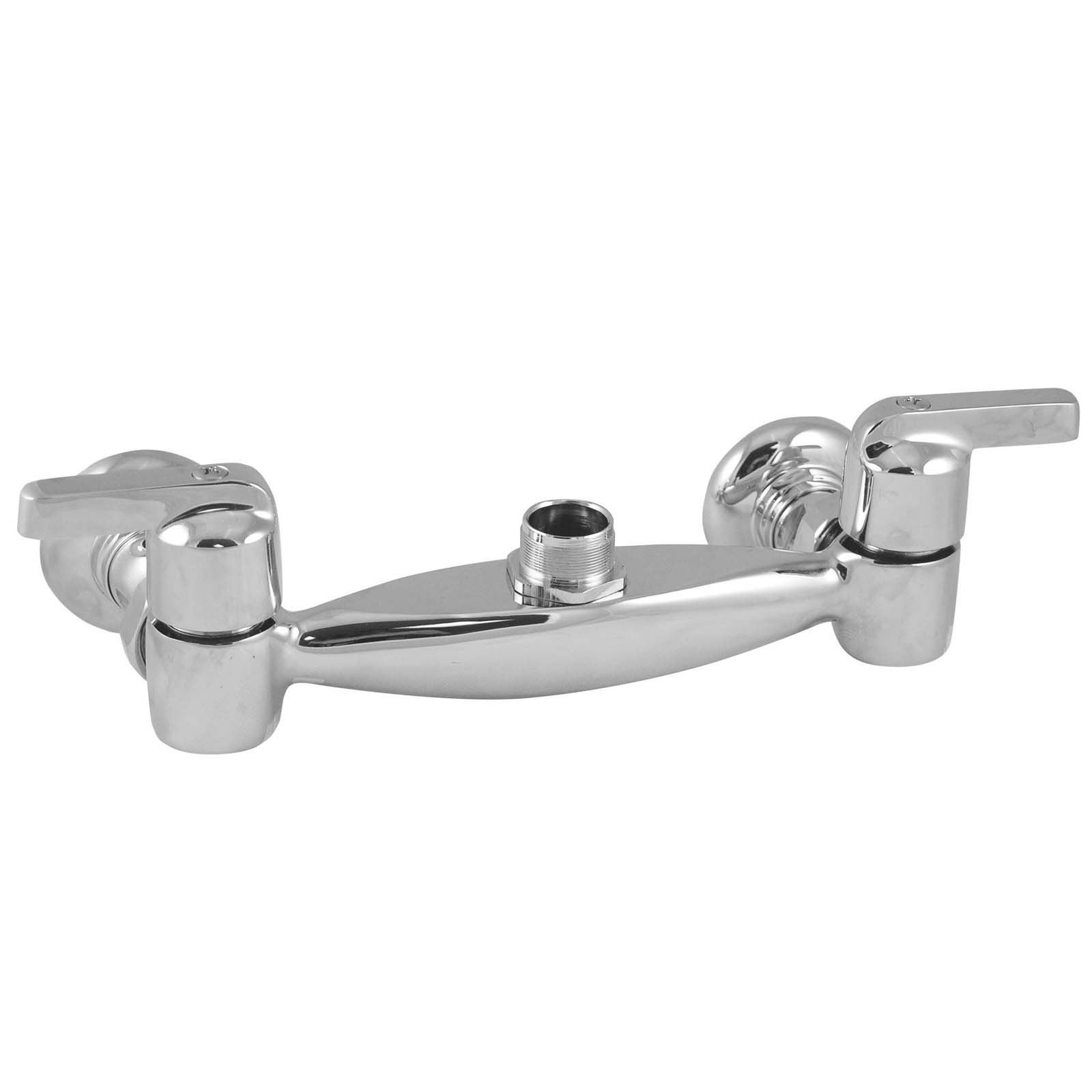 Wolverine Brass® 34345CV Low-Lead Brass Wall Mount 8" Adjustable 2-Lever Handle Faucet Body with Check Valve, Triple Chrome Plated