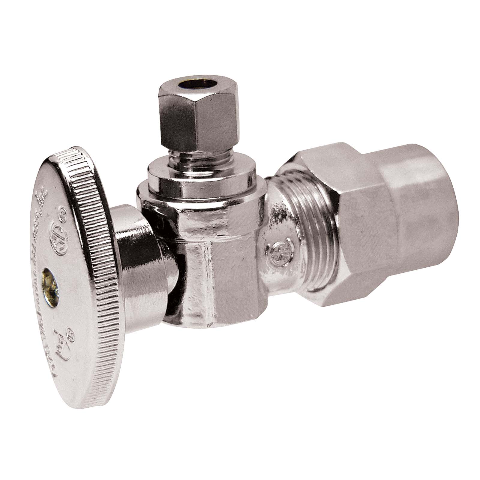 Wolverine Brass® 84488NL 1/2" CPVC Solvent Weld x 1/4" Compress Chrome Plated Solid Forged Brass 1/4 Turn Ice Maker Angle Supply Stop