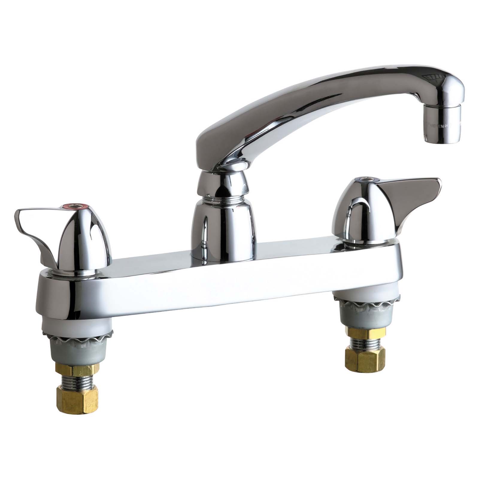 Chicago Faucets 859996NL Deck Mounted Centerset Universal Hot and Cold Water Sink Faucet with 8" Centers, Lever Handles