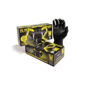 BLACK MAMBA BLK-120 Gloves, Nitrile Polymer, Black, L, 7 mil Thickness, Disposable: Yes