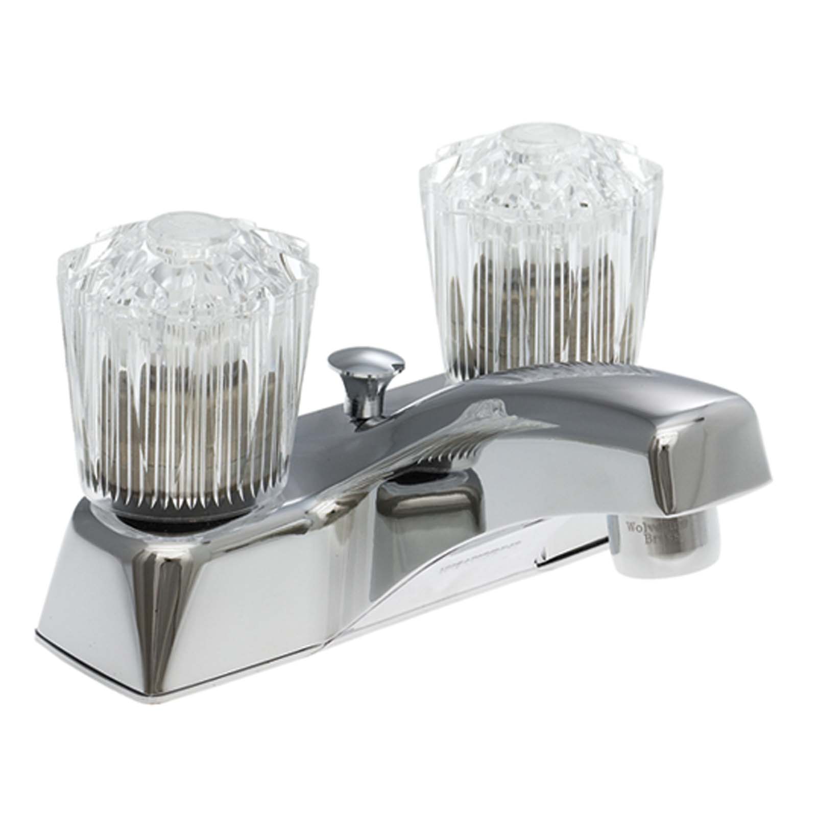 Wolverine Brass® EC01320 Encore Two Acryllic Handle Centerset Bathroom Faucet With Pop-up, Chrome