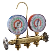 JB Industries 22225 Manifold, R-22, R-410A, R-404A Refrigerant, 2 Valves, Brass Body, 3-1/8 in Dia Gauge
