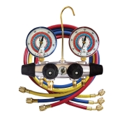 JB Industries 26225 Manifold, R-22, R-410A, R-404A Refrigerant, 4 Valves, Brass Body, 3-1/8 in Dia Gauge