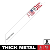 Milwaukee® SAWZALL® 48-00-5092 Blade, 0.035 in Thickness, 10 TPI, Bi-Metal, Applicable Materials: Thick Metal