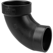 NIBCO® I058050 DWV Elbow, Elbow Fitting, Connection Size 1: 1-1/2 in, Connection Type 1: Spigot, 90 deg Angle, Black