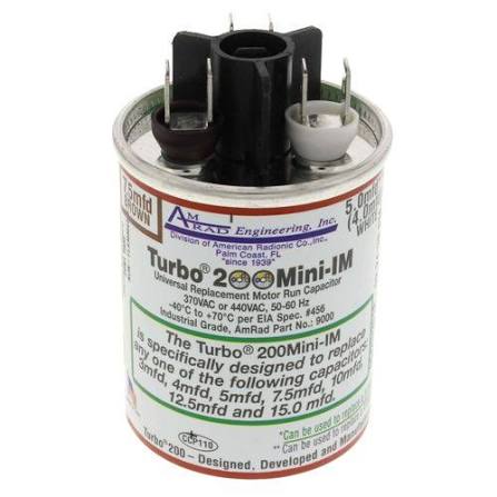 Turbo Mini Multi Run Capacitor, 2.5-15 MFD, 440/370V