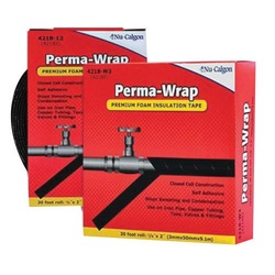 Nu-Calgon 4218-W3 Perma-Wrap Foam Insulation Tape, 1/8 In Thick, 2 In W, 30 Ft L, Black, Acrylic Adhesive