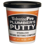 WOLVERINE BRASS® 71000 Plumber's Putty, 14 oz Net Content, Bucket Container, Light Tan/Off-White