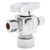 WOLVERINE BRASS® 83431 Heavy-Duty 1/4-Turn Dual Stop, 5/8 in Inlet Connection, Compression Inlet Connection, Compression