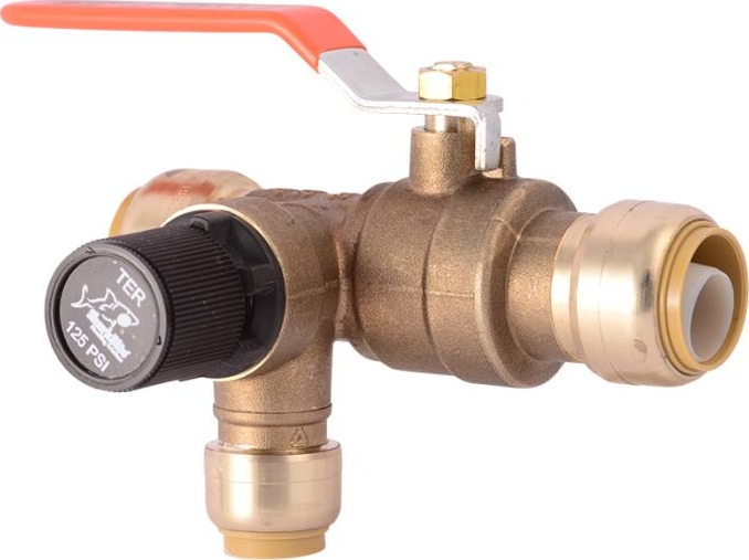 SharkBite™ 25704LF TER-1 Series 3/4 x 3/4 x 1/2 in Thermal Expansion Relief Valve - Push-to-Connect x Push-to-Connect x Brass
