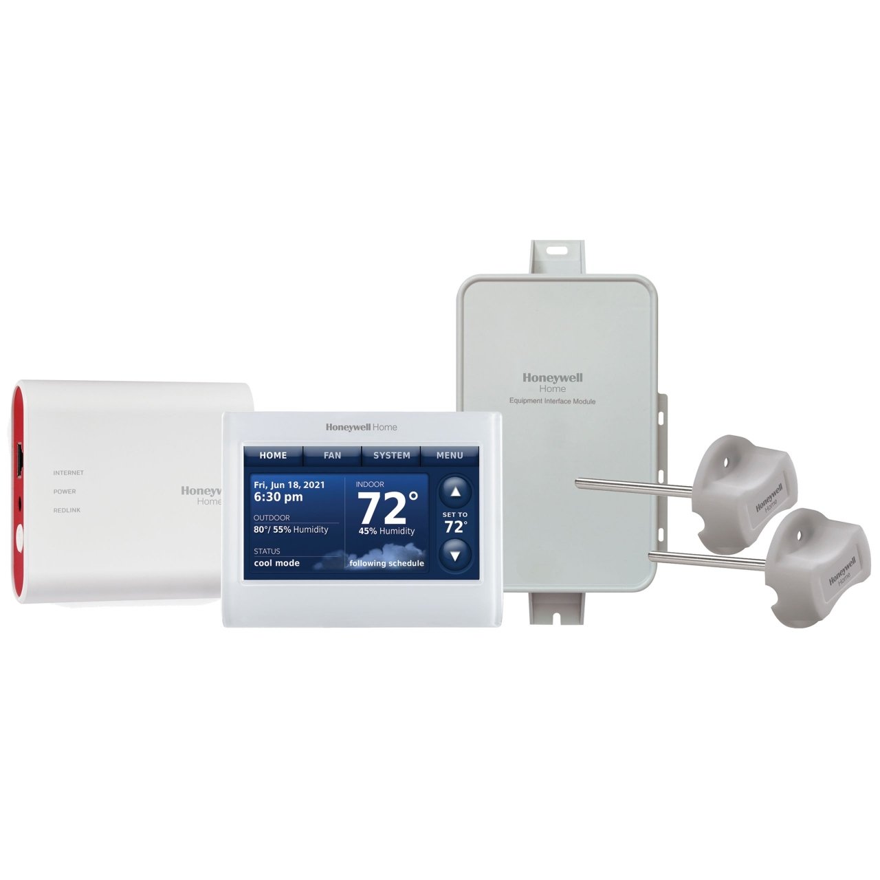 Honeywell YTHX9421R5127WW/U Prestige IAQ Kit w/ Programmable Thermostat - 4H/2C / 3H/2C, Touchscreen / Color LCD, Battery, White