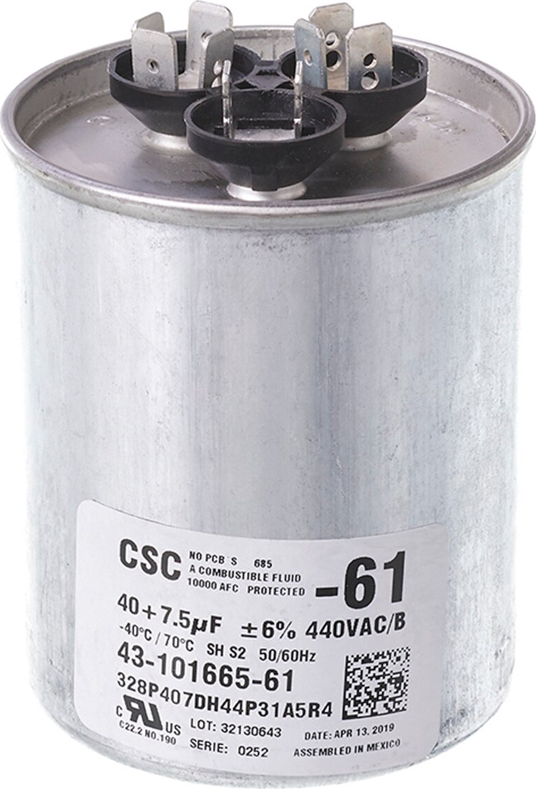 Rheem® 43-101665-61 40+7.5 MFD 440V Round Capacitor