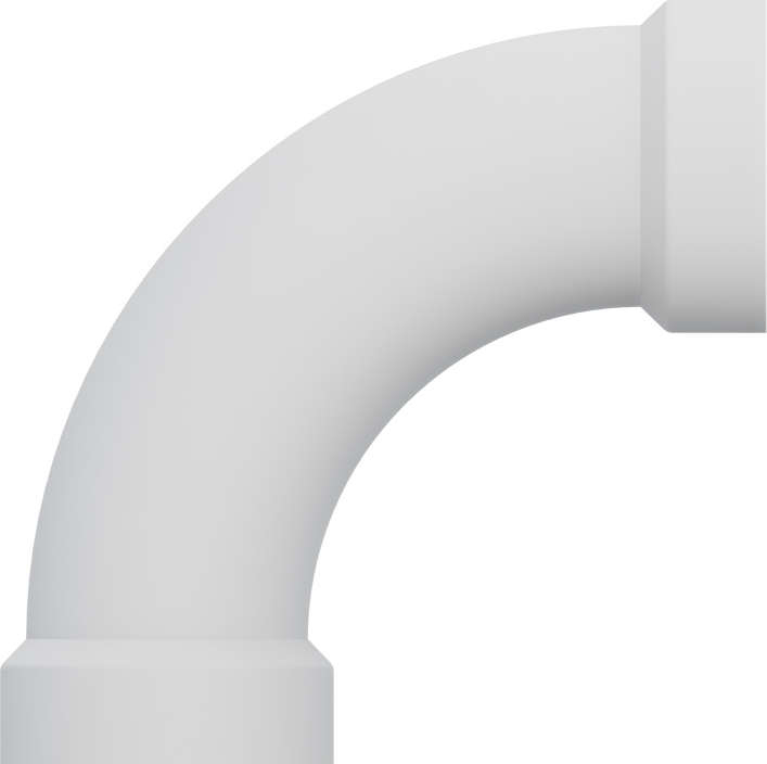 TIGRE 304-3379 2 x 2 Long Sweep Bend - 90 Degrees, White, Hub x Hub