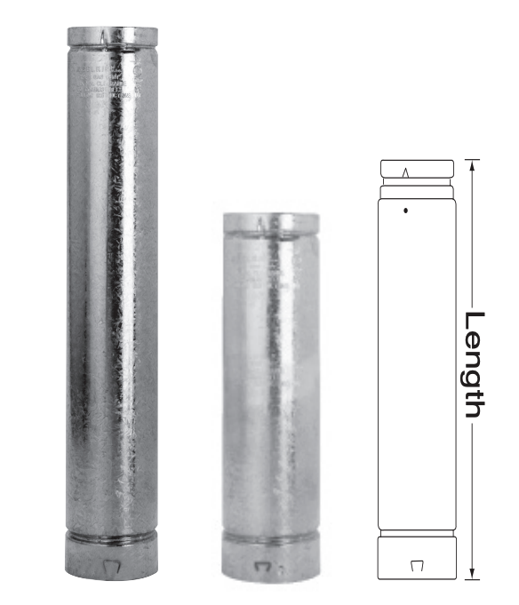 Selkirk® 6RV60 RV Series 6 x 6 Gas Vent Pipe - Snap Lock, Galvanized Steel / Aluminum, Category I