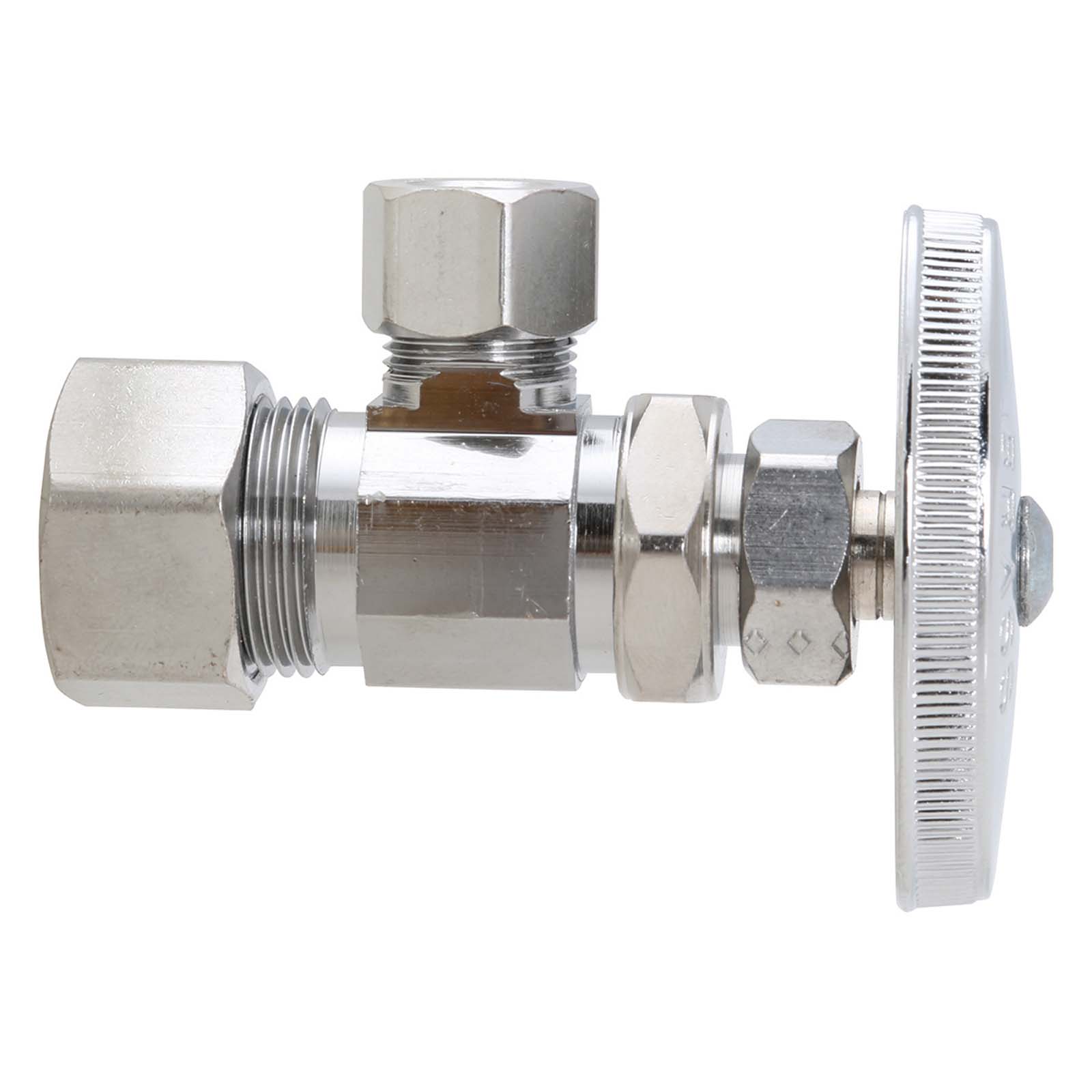 BrassCraft 53351NL 1/2" Compression x 3/8" OD Compression Chrome Plated Brass Multi-Turn Angle Stop