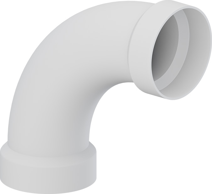 TIGRE 304-3379 2 x 2 Long Sweep Bend - 90 Degrees, White, Hub x Hub