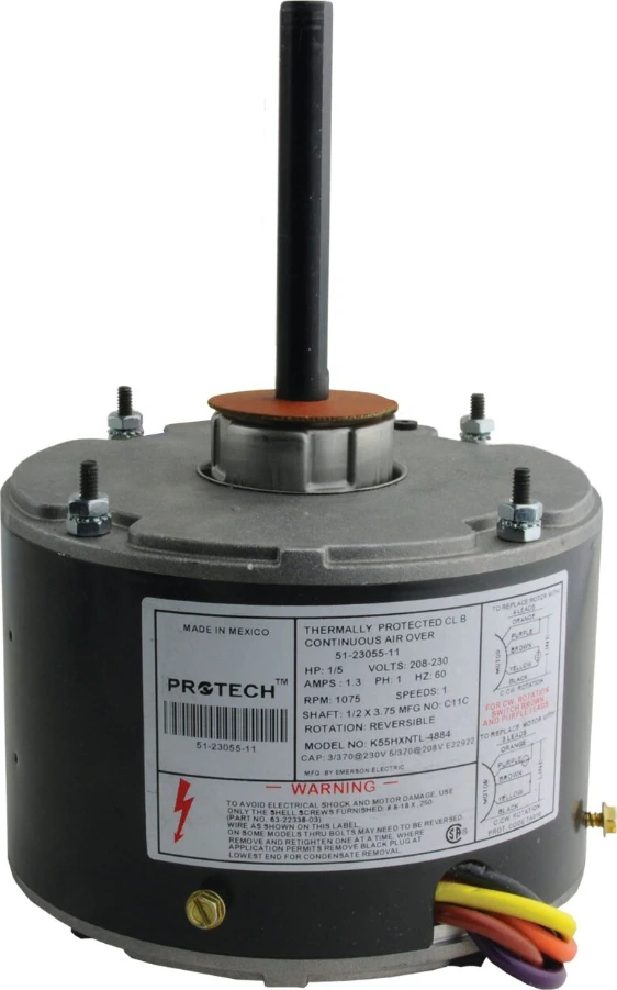 Rheem® 51-23053-11 ProTech 1/3 HP 1-Speed PSC Condenser Fan Motor - 1,075 RPM, 208/230V, 1 ph, Reversible