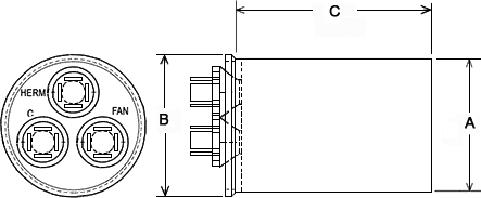 Rheem® 43-25133-09 60+3 MFD 370V Round Capacitor