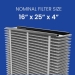 Aprilaire® 413CBN Odor Reduction Air Filter, 25 in L, 16 in W, 4 in Thick, 13 MERV, Synthetic Fiber Filter, 2000 cfm