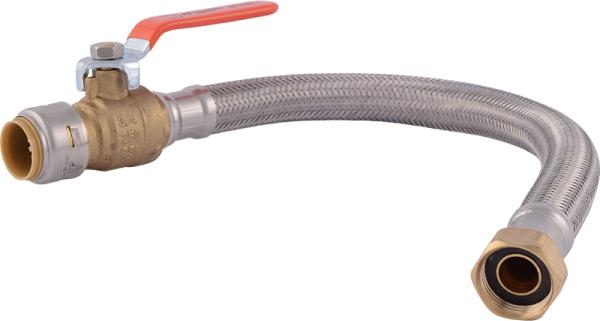 SharkBite™ U3088FLEX18BVLF SharkBite 3/4 x 3/4 Water Heater Connector w/ Ball Valve - FPT x Push-to-Connect