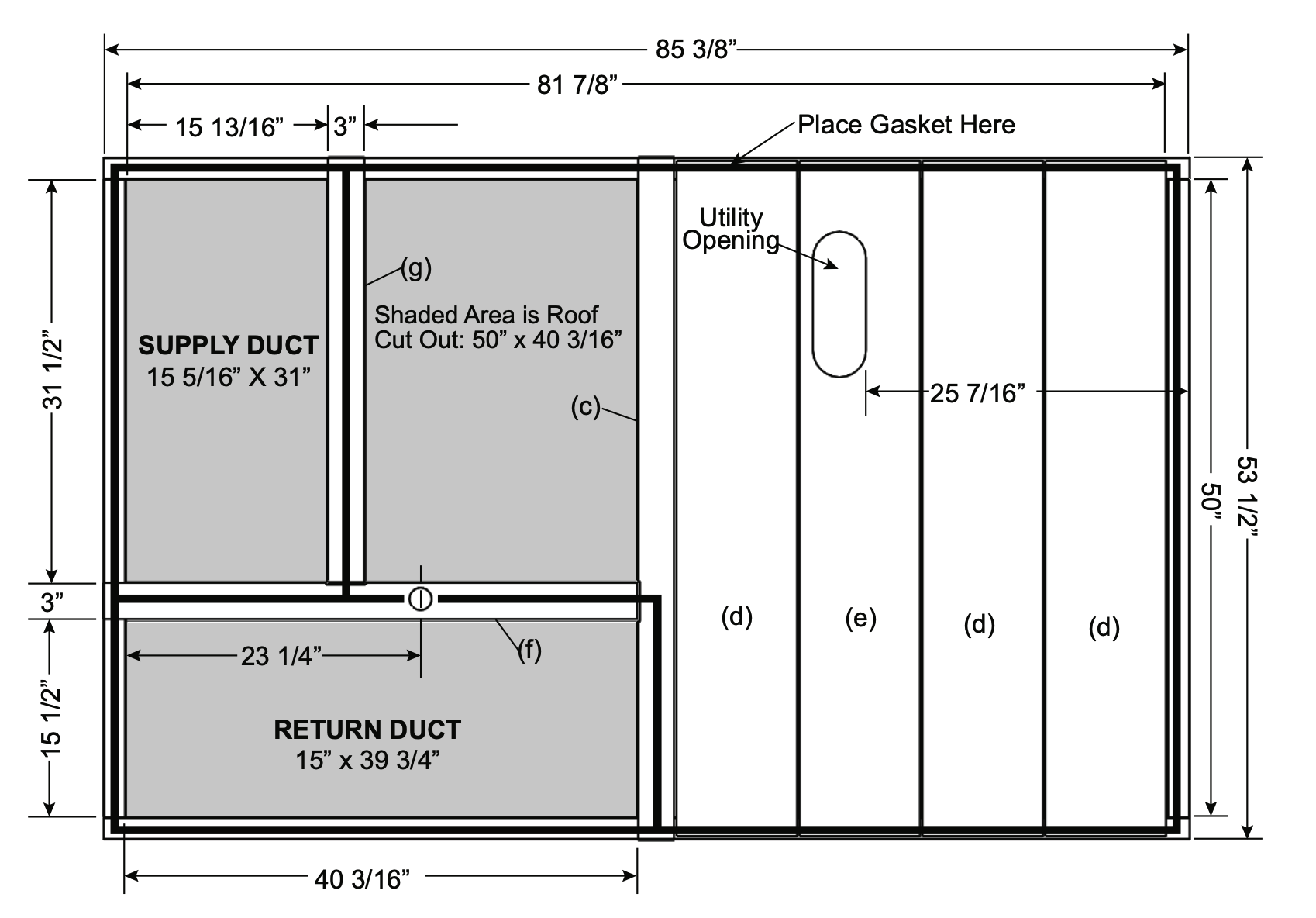 Rheem® RXKG-DDD14 Flat Roof Curb - For RGED
