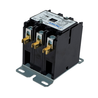 Packard C340A Definite Purpose Contactor, 3 Pole, 40 A Inductive, 600 VAC, 50 A Resistive, 600 VAC Contact Rating, 24 VAC, 600 VAC, 240 A 240277 V, 200 A 480 V, 160 A 600 V, Box Lug, Spade Terminal Connection Type, Foot Mount